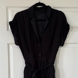Maeve Anthropologie Black Button-Down Jumpsuit